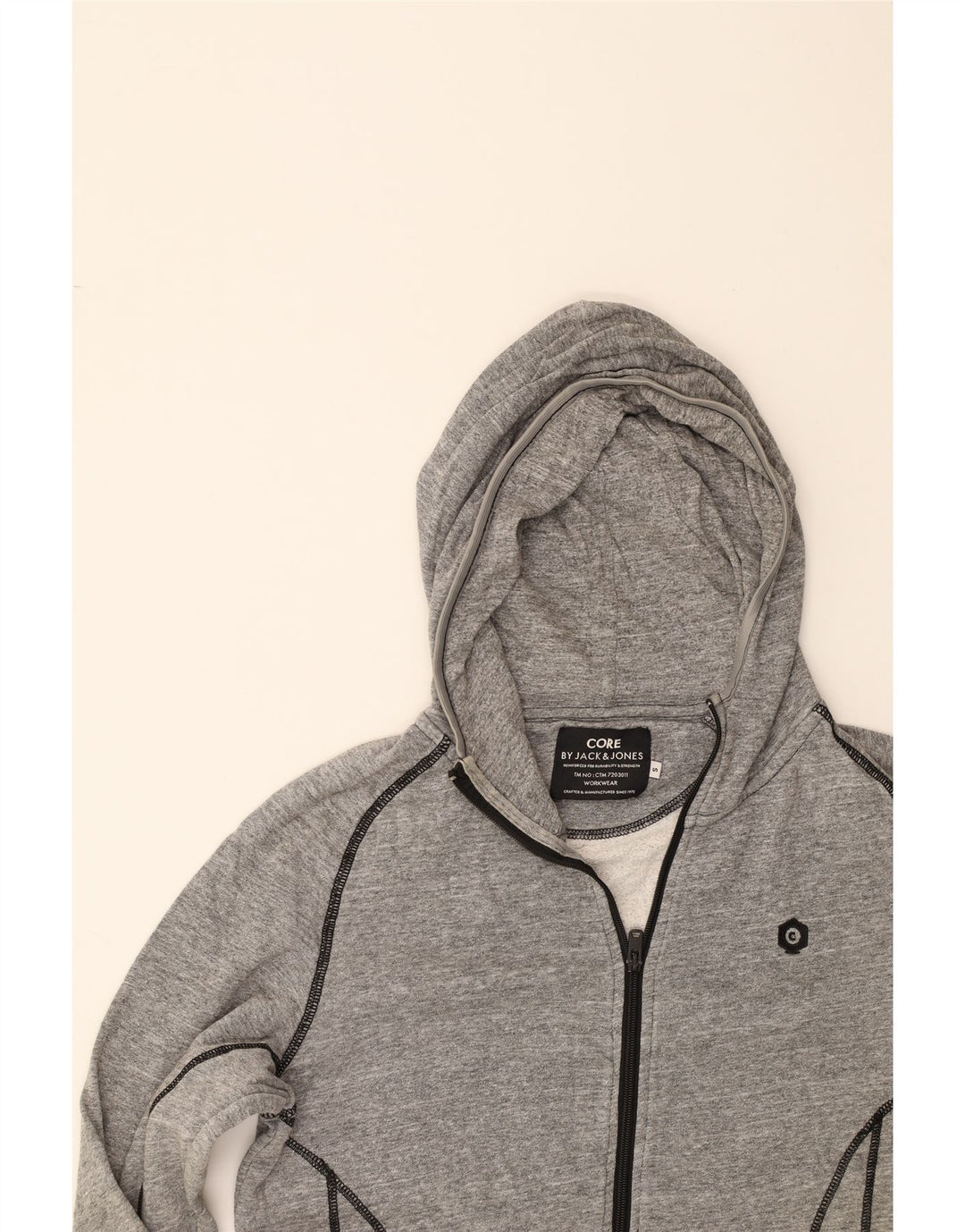 JACK & JONES Mens Zip Hoodie Sweater Small Grey Cotton Vintage Jack & Jones and Second-Hand Jack & Jones from Messina Hembry 