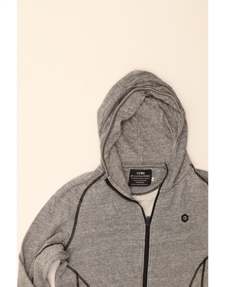 JACK & JONES Mens Zip Hoodie Sweater Small Grey Cotton Vintage Jack & Jones and Second-Hand Jack & Jones from Messina Hembry 