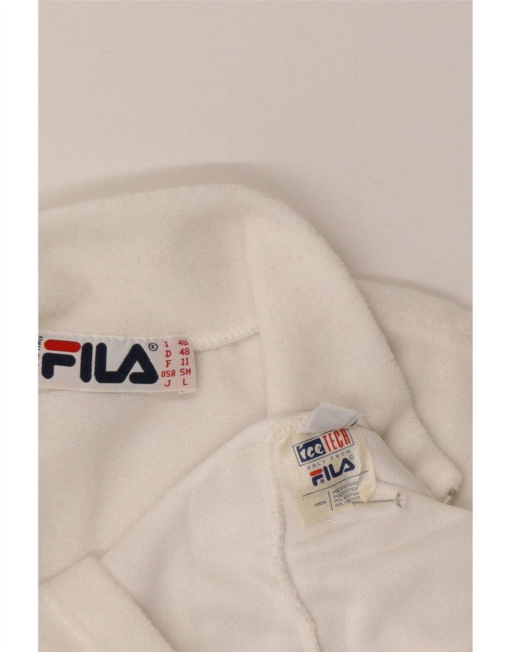 Fila Мужской флисовый джемпер с воротником на молнии IT 48 Средний Белый Полиэстер