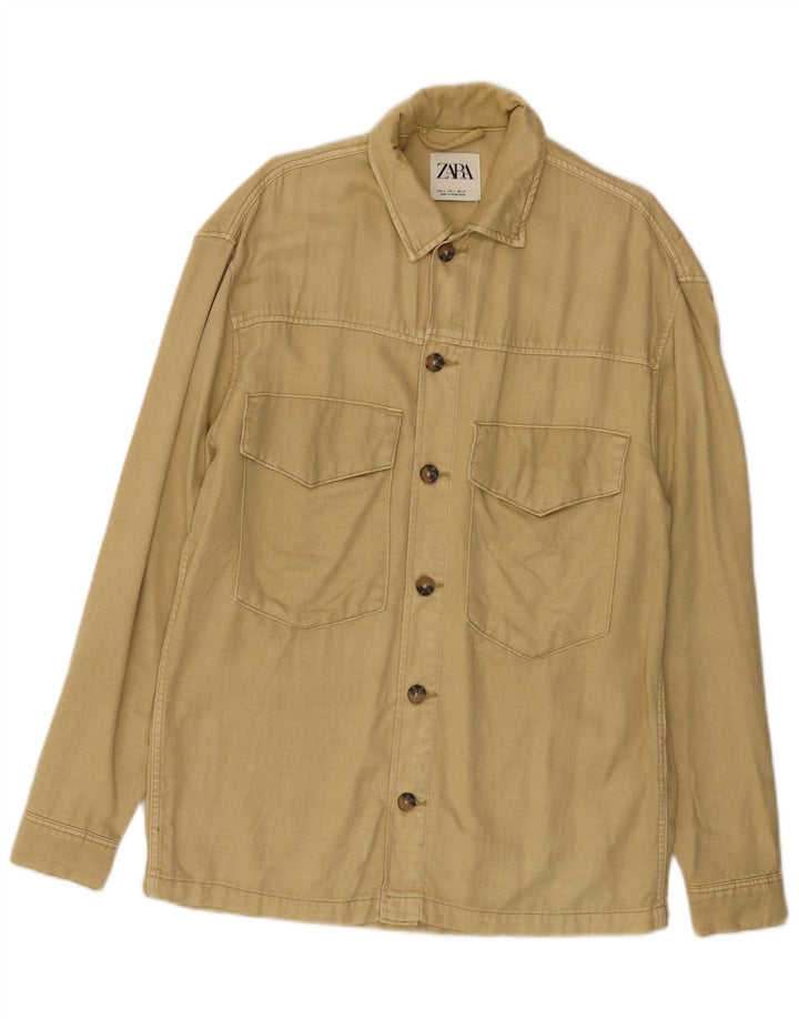 Мужская куртка Zara UK 36, маленькая, лиоцелл, бежевый