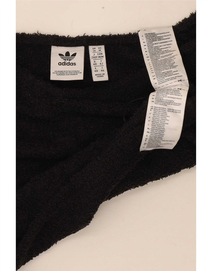 Женский укороченный флисовый топ Adidas с открытыми плечами UK 14, средний черный полиэстер