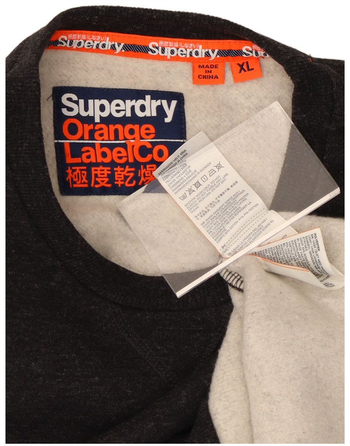 SUPERDRY Мужской свитшот, джемпер XL, серый хлопок в крапинку