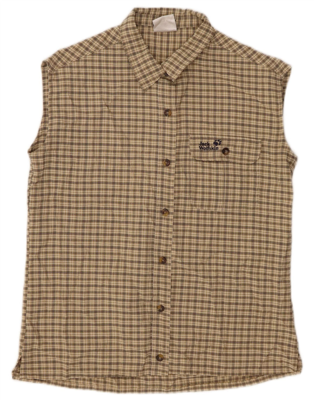 Женская рубашка без рукавов JACK WOLFSKIN UK 10, маленькая, бежевая клетка, полиэстер