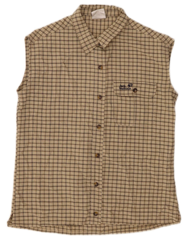 Женская рубашка без рукавов JACK WOLFSKIN UK 10, маленькая, бежевая клетка, полиэстер