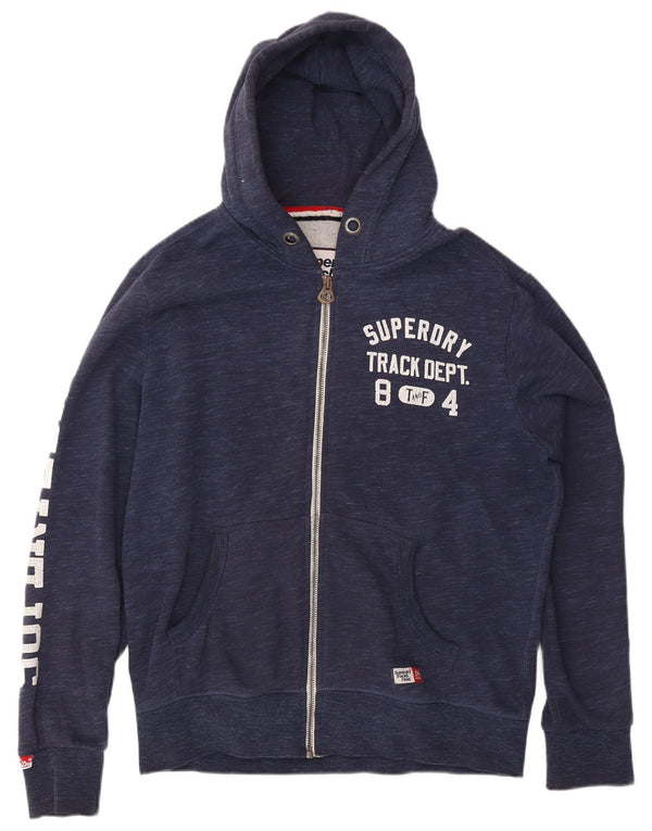 Мужской свитер с капюшоном Superdry на молнии с графическим рисунком 2XL, темно-синий, хлопок