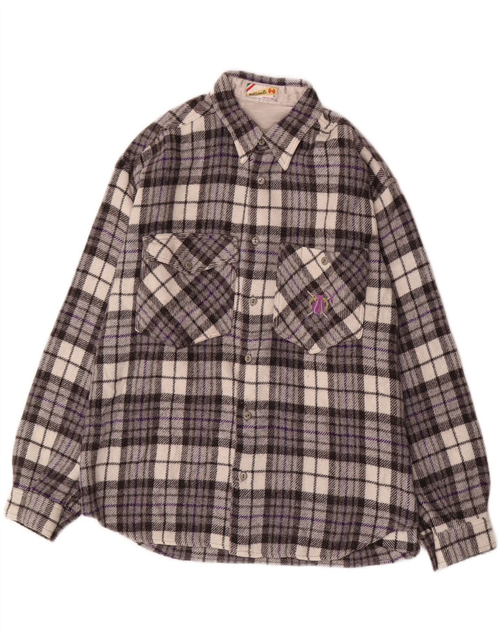 MAZZONETTO Мужская фланелевая рубашка, маленькая серая клетка, шерстяная