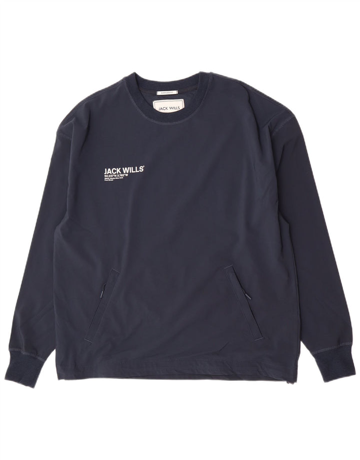 Мужской джемпер оверсайз Jack Wills среднего размера, темно-синий, полиэстер