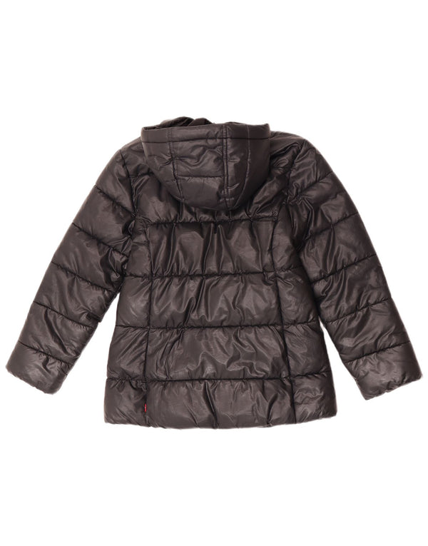 Утепленная куртка с капюшоном Levi's для девочек 9-10 лет, черный полиэстер