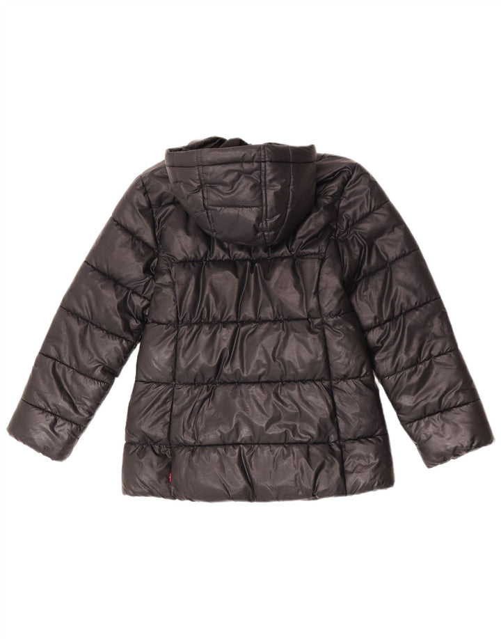 Утепленная куртка с капюшоном Levi's для девочек 9-10 лет, черный полиэстер