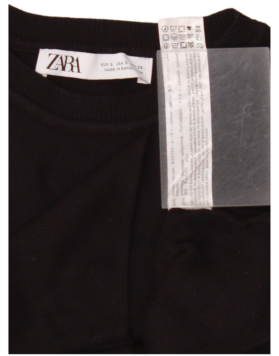 Женская укороченная майка ZARA UK 8, маленькая черная вискоза