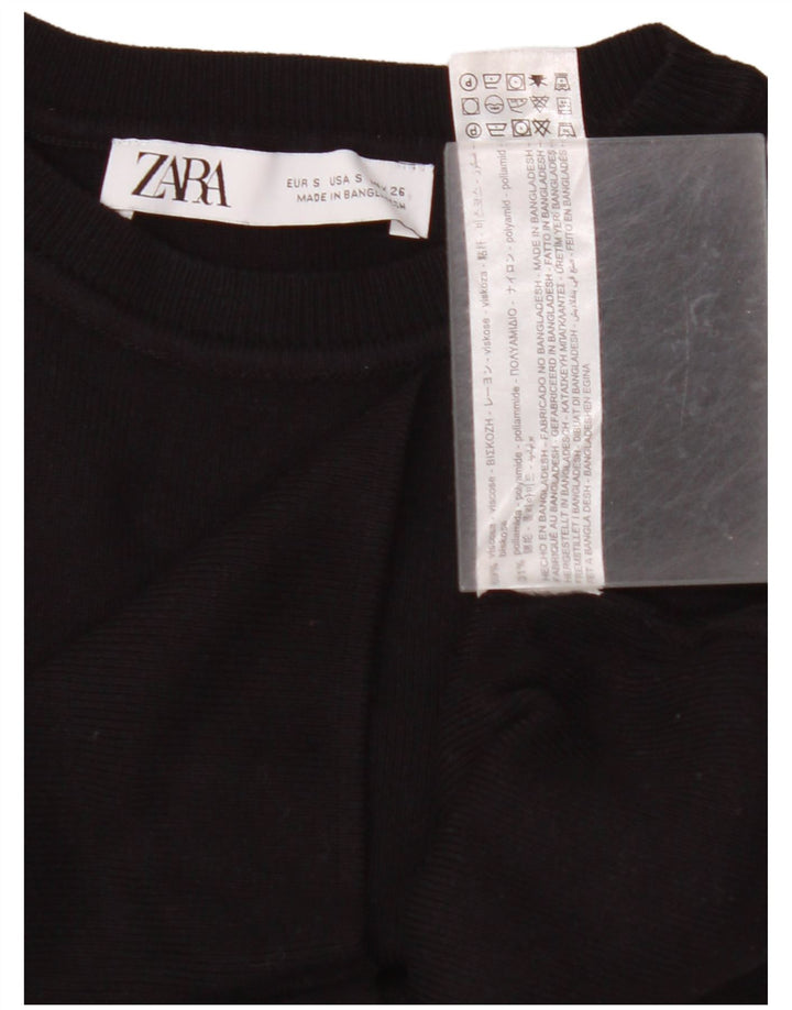 Женская укороченная майка ZARA UK 8, маленькая черная вискоза