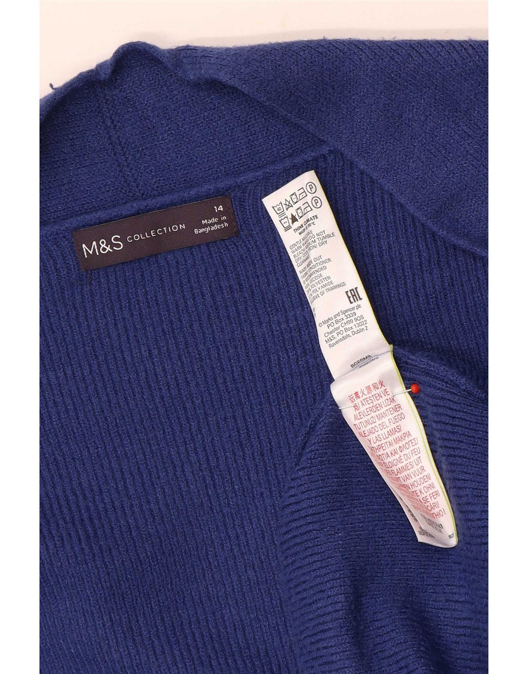 Женский удлиненный открытый кардиган Marks & Spencer UK 14, большой синий