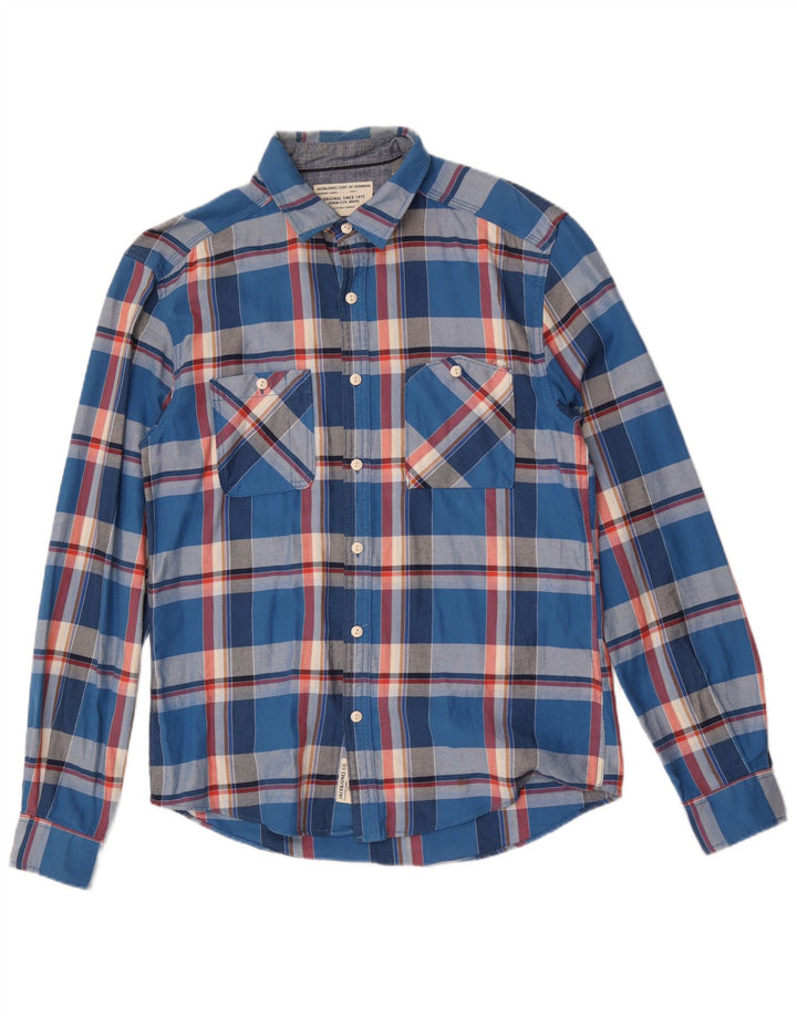 Мужская фланелевая рубашка Jack & Jones, большая синяя клетка, хлопок