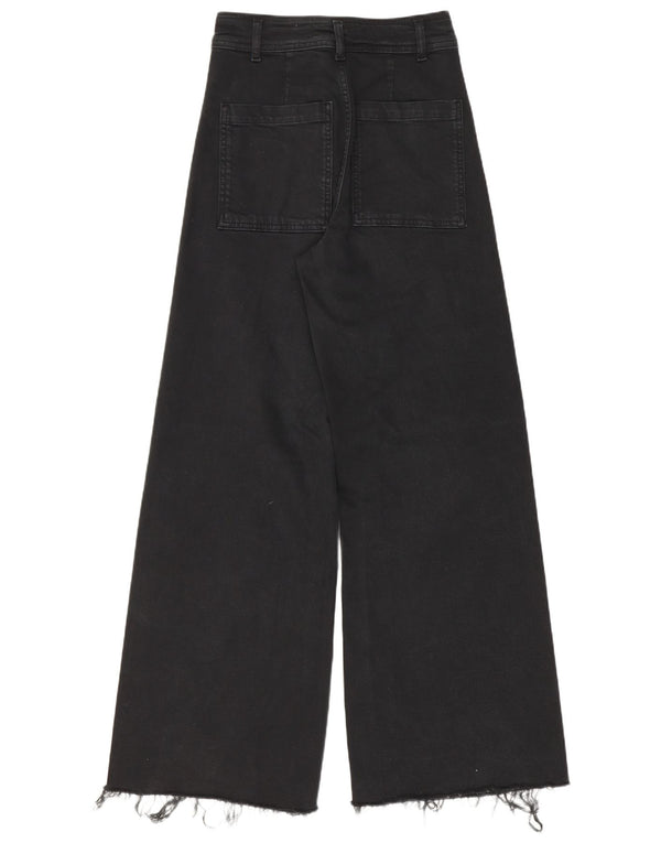Женские широкие джинсы с завышенной талией Zara EU 34 2XS W24 L30, черный хлопок