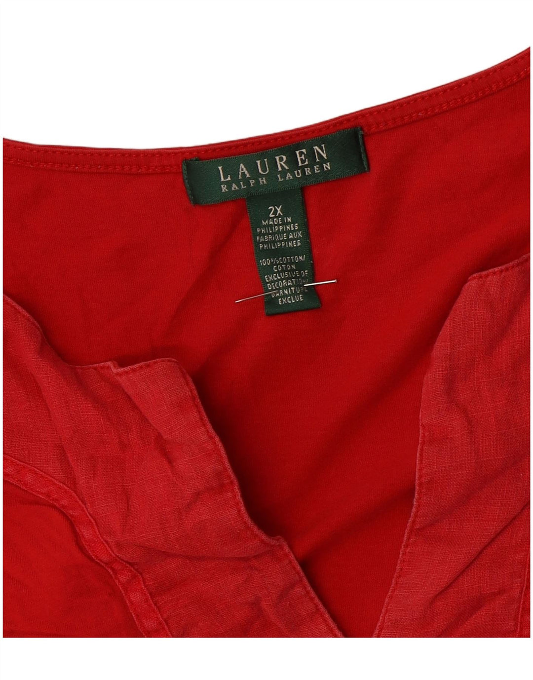 Женская блузка с рукавом 3/4 от Ralph Lauren, Великобритания 20, 2XL, красный хлопок