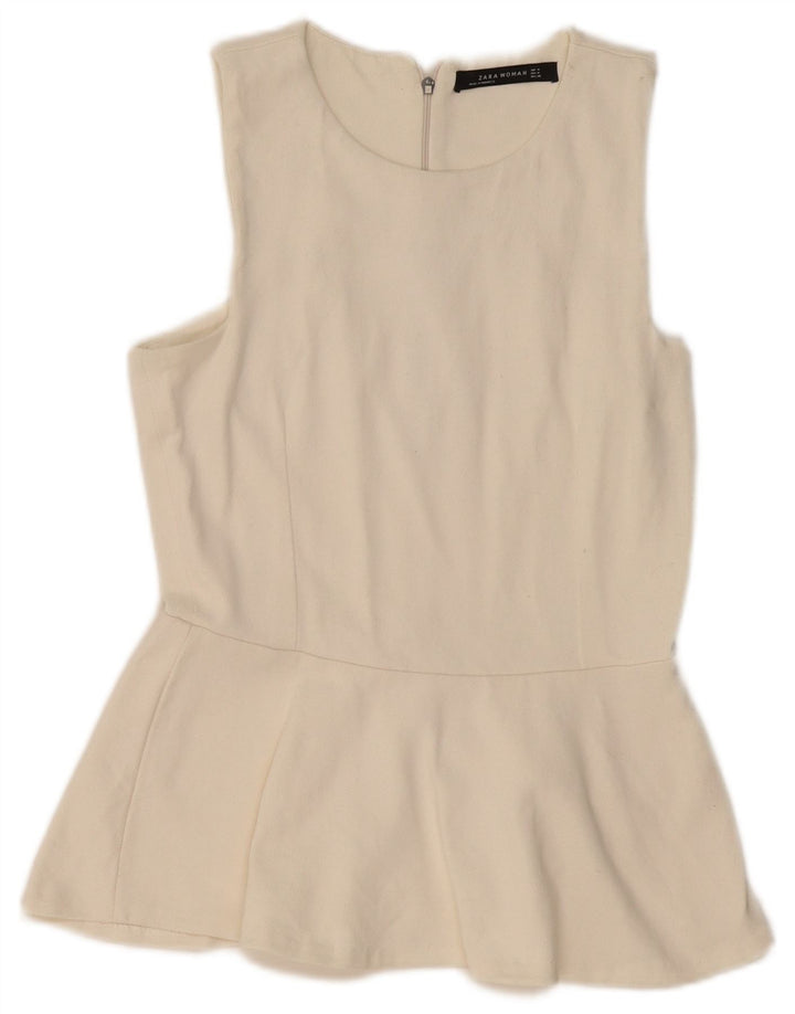 Женская блузка без рукавов ZARA UK 12, средний цвет, белый