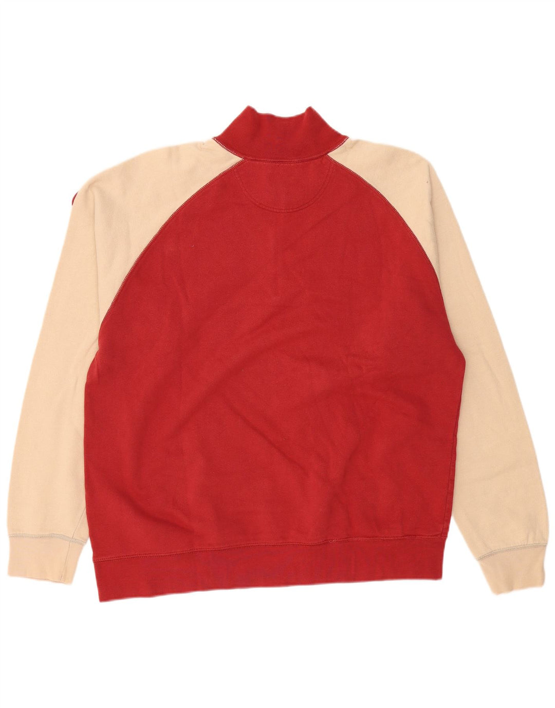 Мужской свитер ASICS с воротником на молнии, 2XL, красный, хлопок с цветными блоками