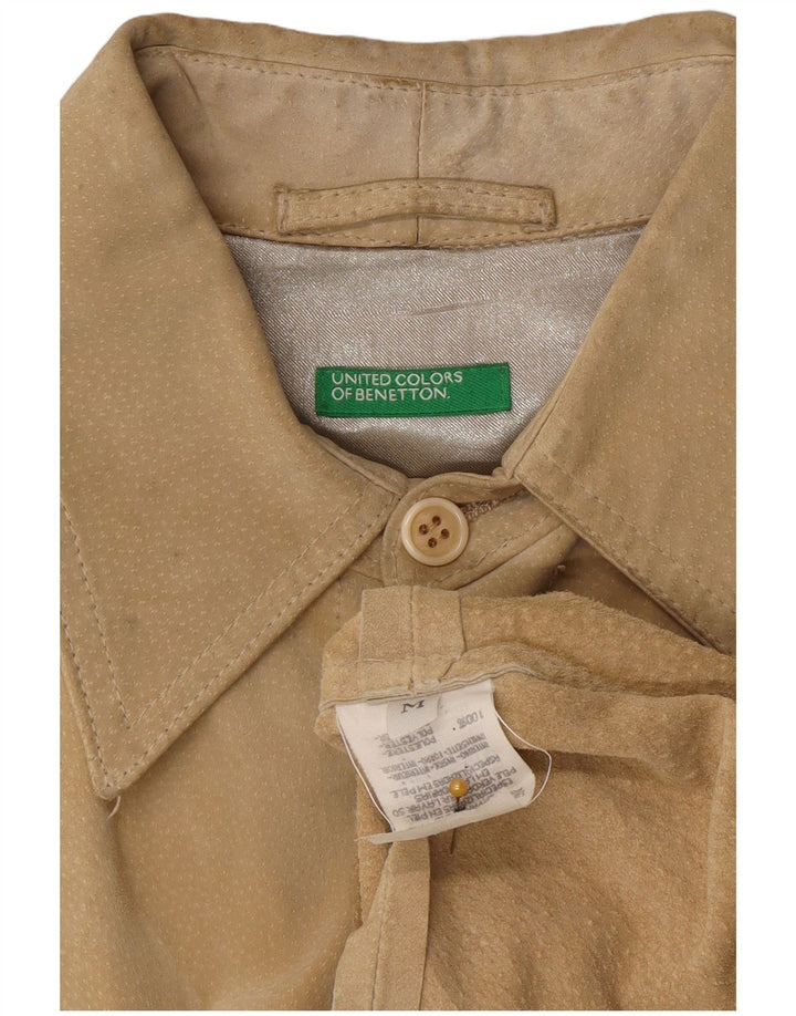 Мужская замшевая рубашка Benetton среднего бежевого цвета из кожи
