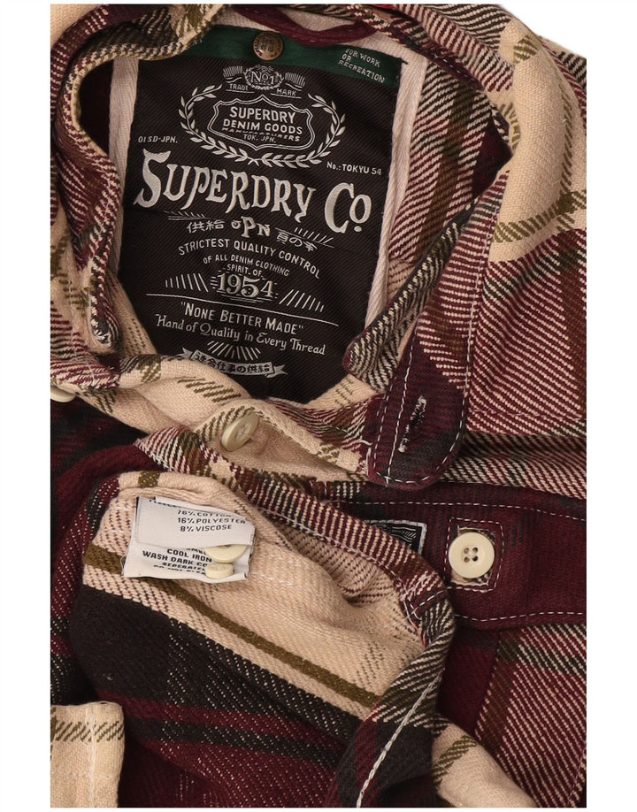 Мужская фланелевая рубашка Superdry, маленькая бордовая клетка, хлопок