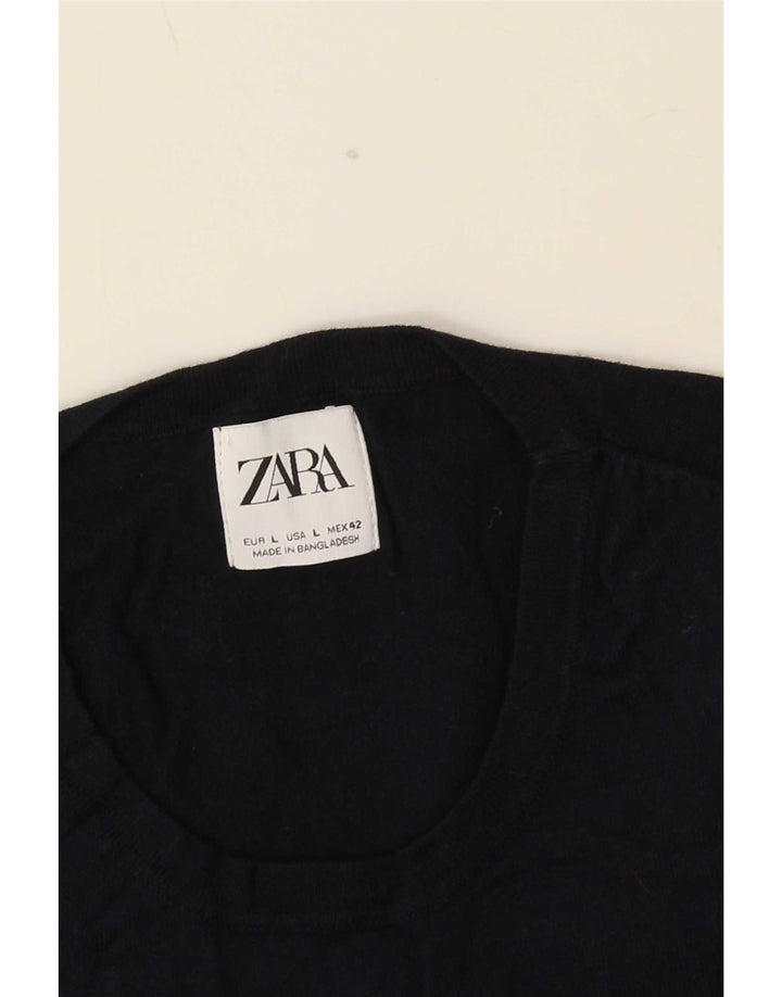 Мужской джемпер с круглым вырезом Zara, большой черный