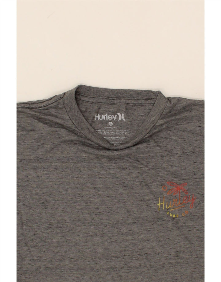 HURLEY Womens T-Shirt Top UK 14 Medium Grey Flecked Polyester Vintage Hurley and Second-Hand Hurley from Messina Hembry 