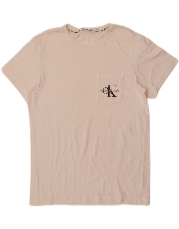 Calvin Klein Jeans Мужская футболка с рисунком Верх среднего размера Off White