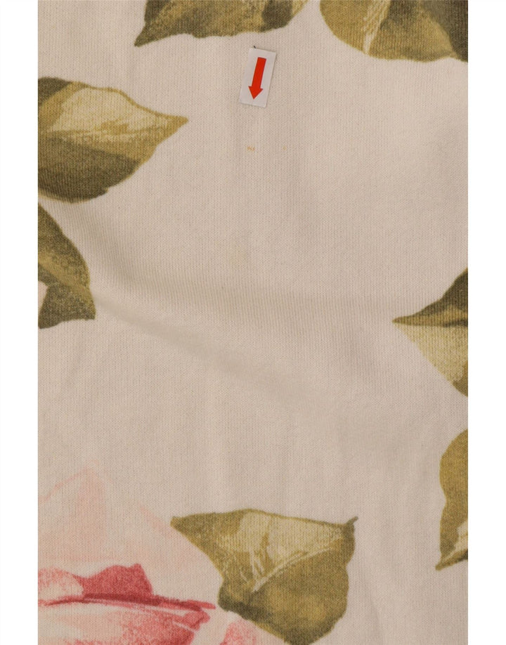 ВИНТАЖНЫЙ женский топ с длинным рукавом, Великобритания, 16, большой размер, белый, хлопковый с цветочным принтом