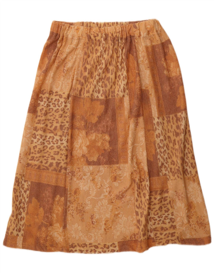 Винтажная женская юбка-трапеция W30 среднего коричневого цвета в стиле пэчворк