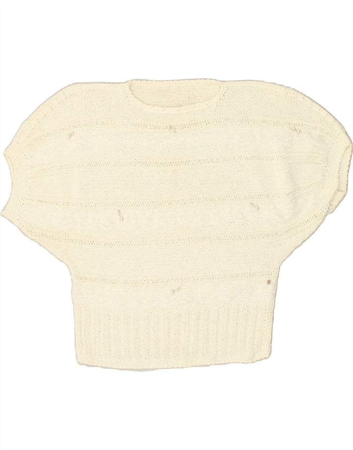 VINTAGE Womens Batwing Crew Neck Jumper Sweater UK 14 Medium White | Vintage Vintage | Thrift | Second-Hand Vintage | Used Clothing | Messina Hembry 