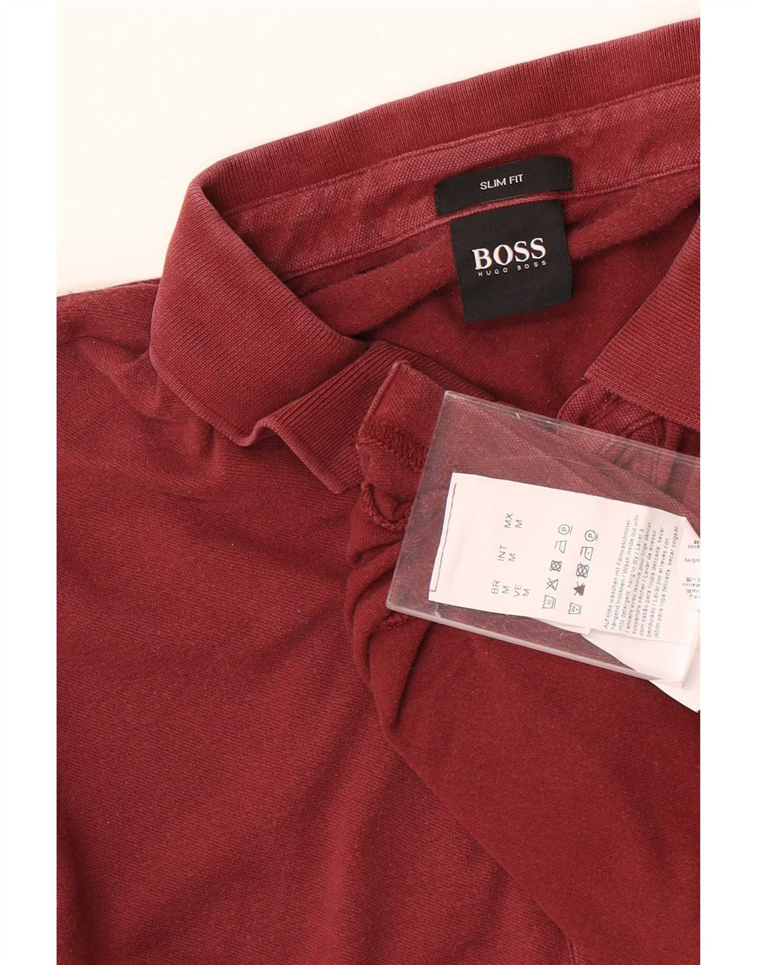 Мужская рубашка-поло приталенного кроя Hugo Boss, средний бордовый хлопок, хлопок