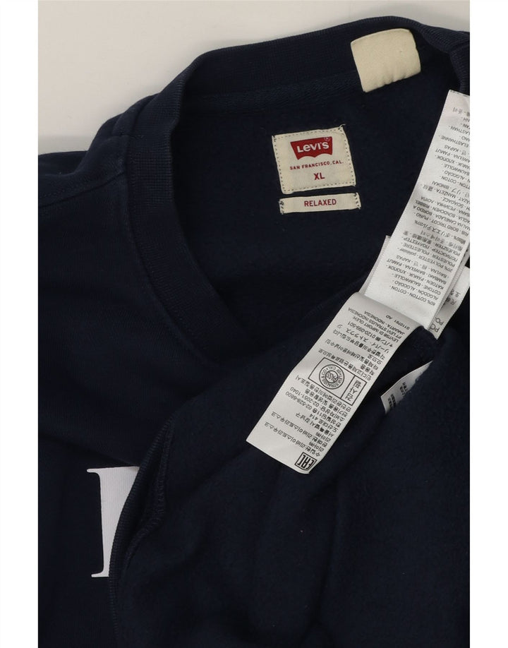 Мужской свободный свитер с рисунком Levi's, джемпер XL, темно-синий, хлопок