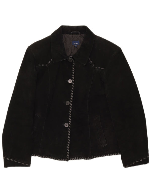 Женская замшевая куртка Basics UK 12, кожаная черная, среднего размера