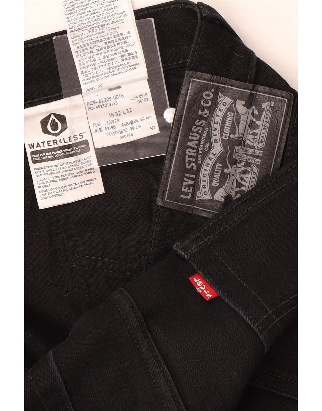 Мужские узкие джинсы Levi's W32 L32, черный хлопок
