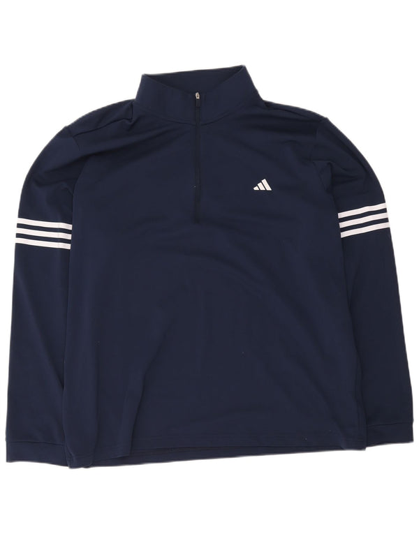 Adidas Мужской пуловер с воротником на молнии Спортивный костюм Top XL Темно-синий полиэстер