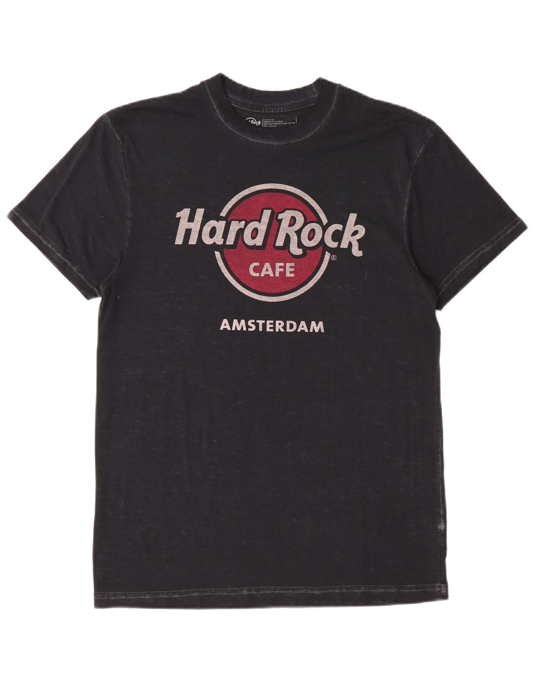 Мужская футболка с графическим рисунком Hard Rock Cafe Amsterdam, черный хлопок среднего размера