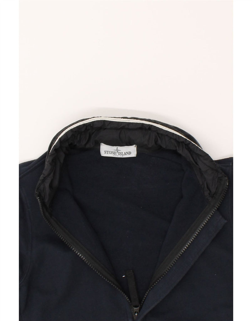 STONE ISLAND Boys Hooded Tracksuit Top Jacket 7-8 Years Navy Blue Cotton Vintage Stone Island and Second-Hand Stone Island from Messina Hembry 