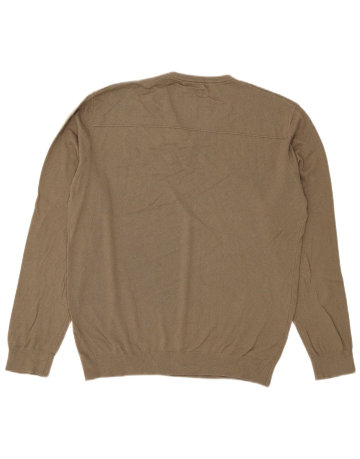 Мужской джемпер с v-образным вырезом Massimo Dutti, большой хлопок цвета хаки