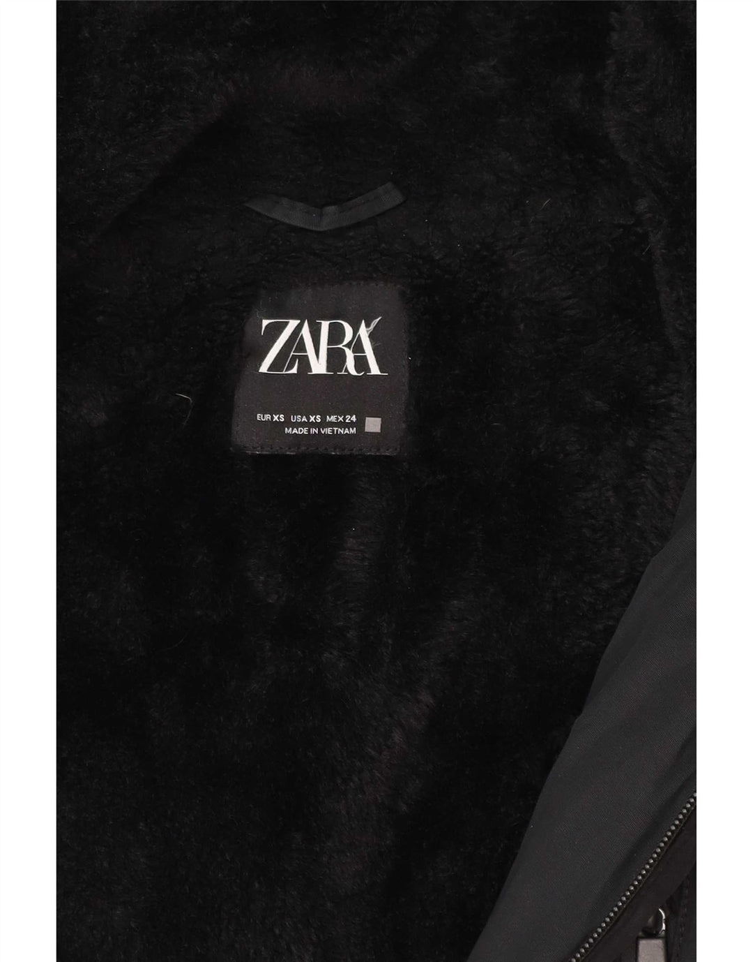 Женская парка Zara с капюшоном UK 6 XS, черный полиэстер