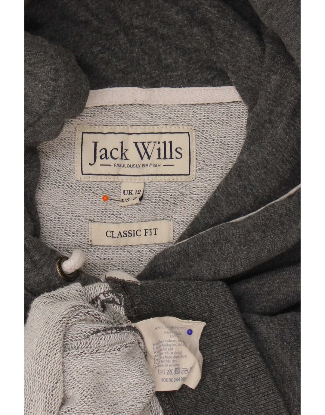 Женский джемпер классического кроя с рисунком Jack Wills UK 12, средний серый цвет