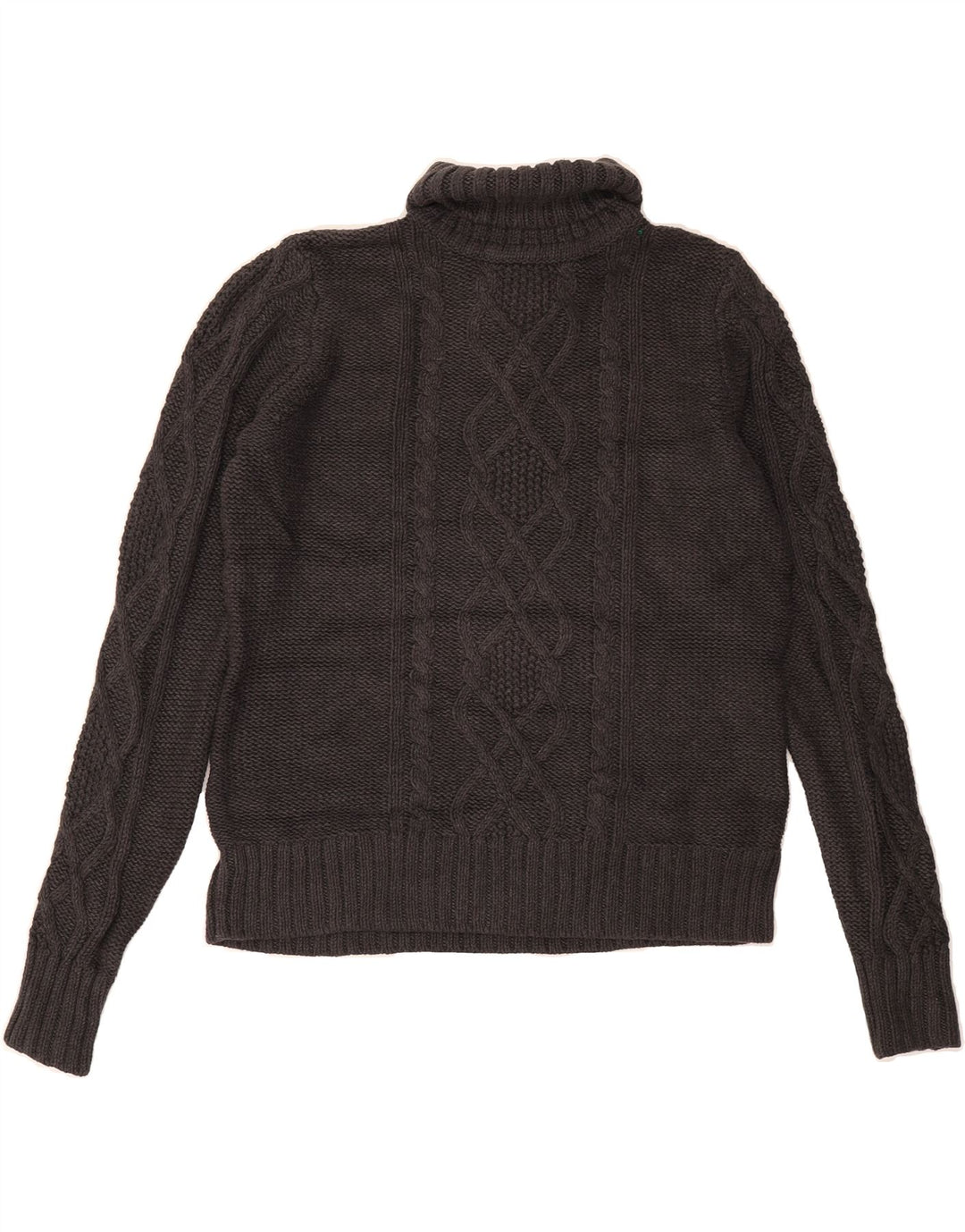 EDDIE BAUER Womens Crop Roll Neck Jumper Sweater UK 14 Medium Grey Cotton Vintage Eddie Bauer and Second-Hand Eddie Bauer from Messina Hembry 