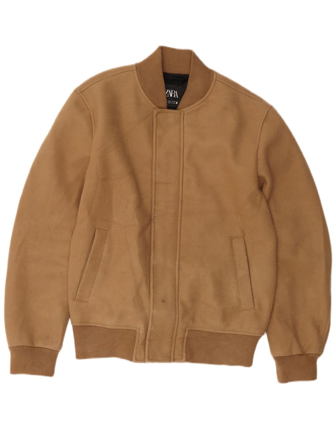 Мужская куртка-бомбер Zara UK 38, средний коричневый полиэстер