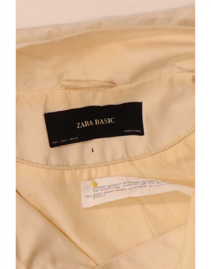 Женская куртка-бомбер с капюшоном Zara UK 14, большой размер, бежевый полиэстер