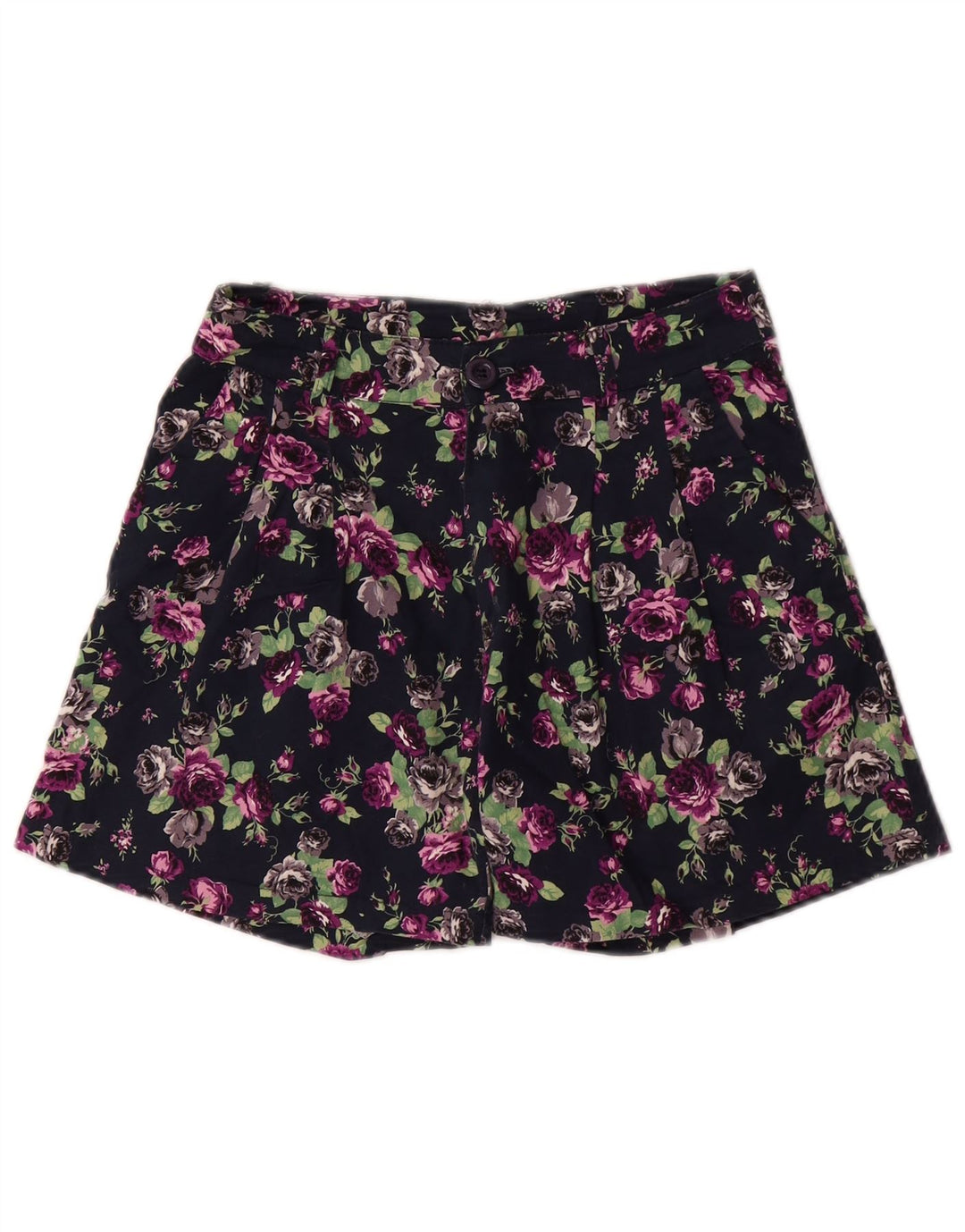VINTAGE Womens Pegged Chino Shorts Medium W26  Navy Blue Floral