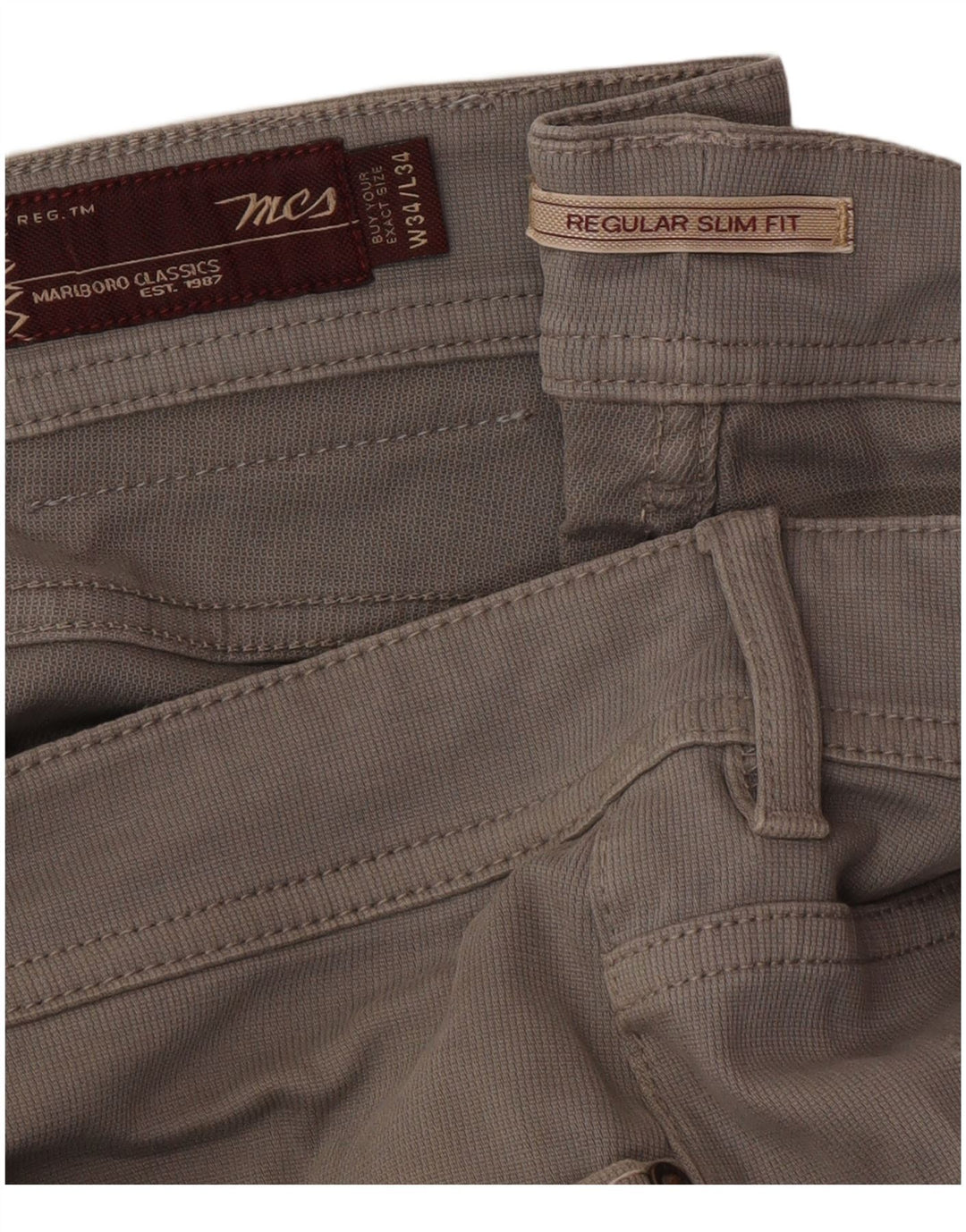 Мужские повседневные брюки Marlboro Classics Regular Slim Fit W34 L34 Серые
