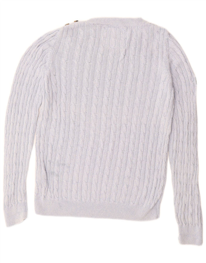 SUPERDRY Женский свитер с вырезом «лодочка», Великобритания 14, большой синий хлопок