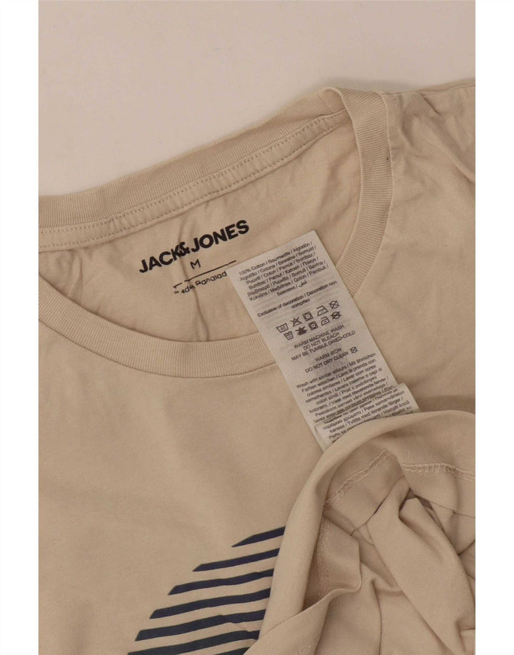 Мужская футболка с рисунком Jack & Jones, хлопковый топ среднего размера, белый цвет