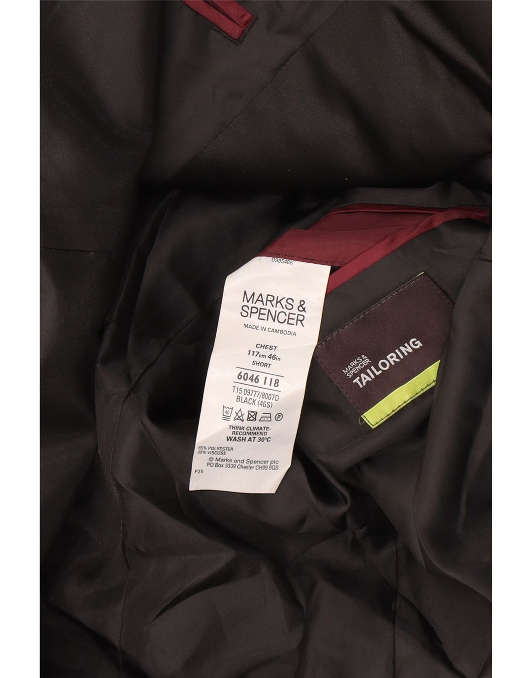 Мужской короткий пиджак на двух пуговицах Marks & Spencer UK 40, большой черный