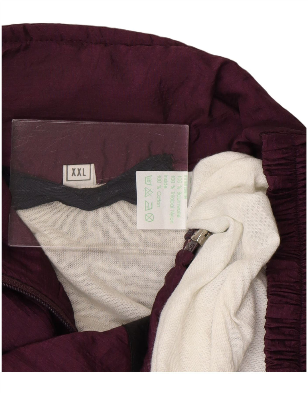 Винтажный мужской спортивный костюм, верхняя куртка 2XL, темно-бордовый, нейлоновый с цветными блоками