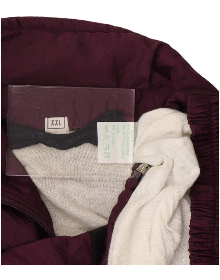 Винтажный мужской спортивный костюм, верхняя куртка 2XL, темно-бордовый, нейлоновый с цветными блоками