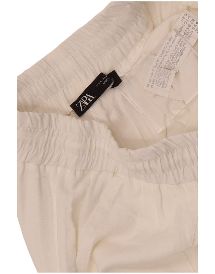 Zara Женские укороченные брюки, маленькие W26 L25, белые модальные